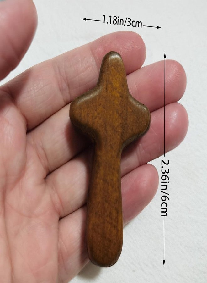 EAEDMY 8 Pieces Small Wooden Crosses for Pocket, Portable Pine Hand Held Cross Craft, Jesus Cross Prayer Cross for Religious Occasion or Communion, 2.44in (8pcs brown) - Image 4